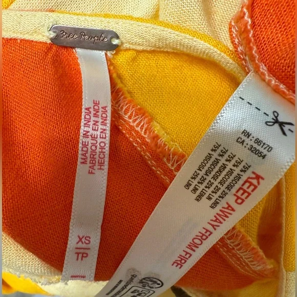 #13)  Free People Yellow and Orange Open Back Maxi Dress - Picture 6 of 6